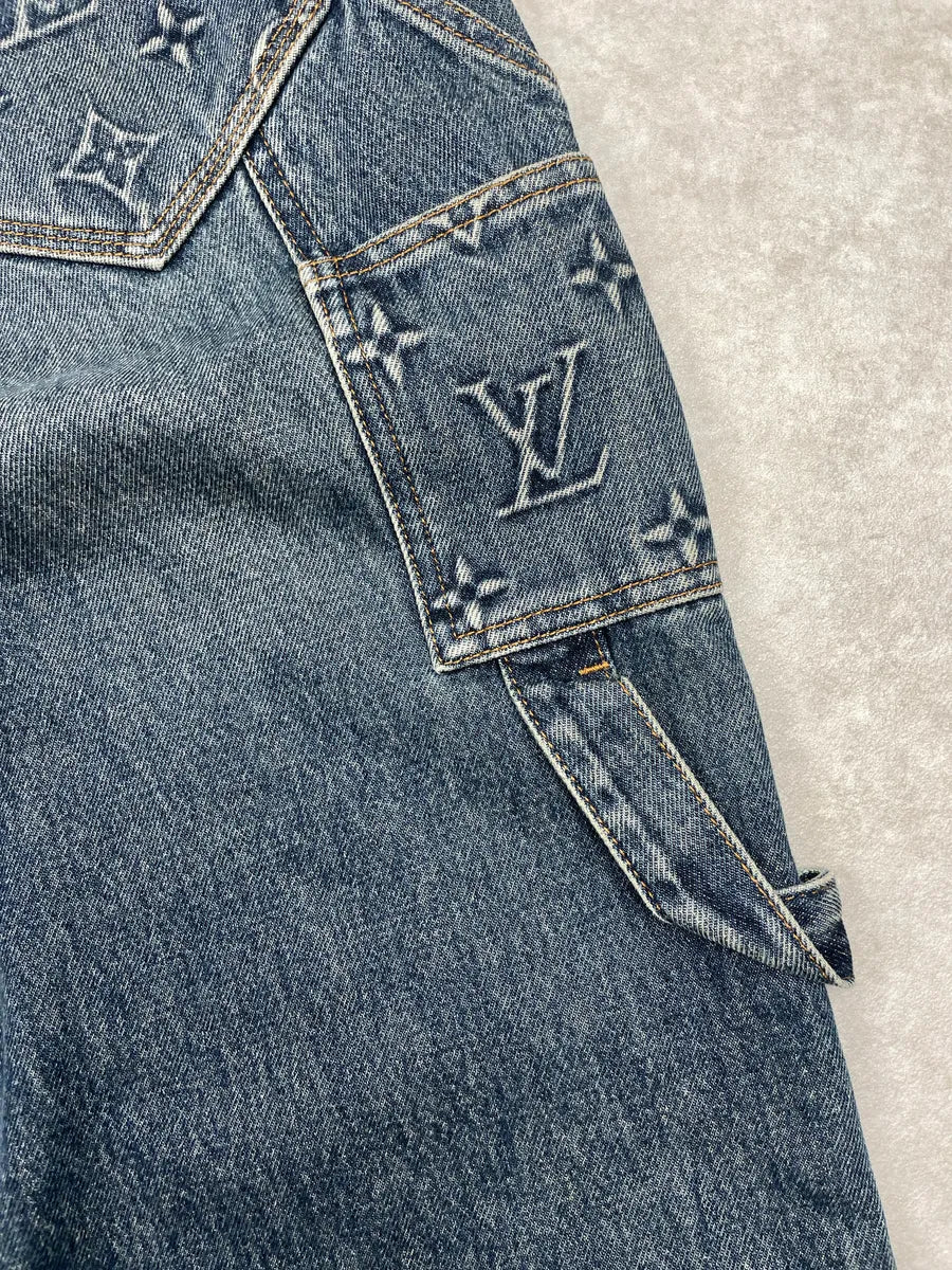 AW2023 Louis Vuitton Blue Denim Monogram Carpenter Jeans wEpFMSCp 10