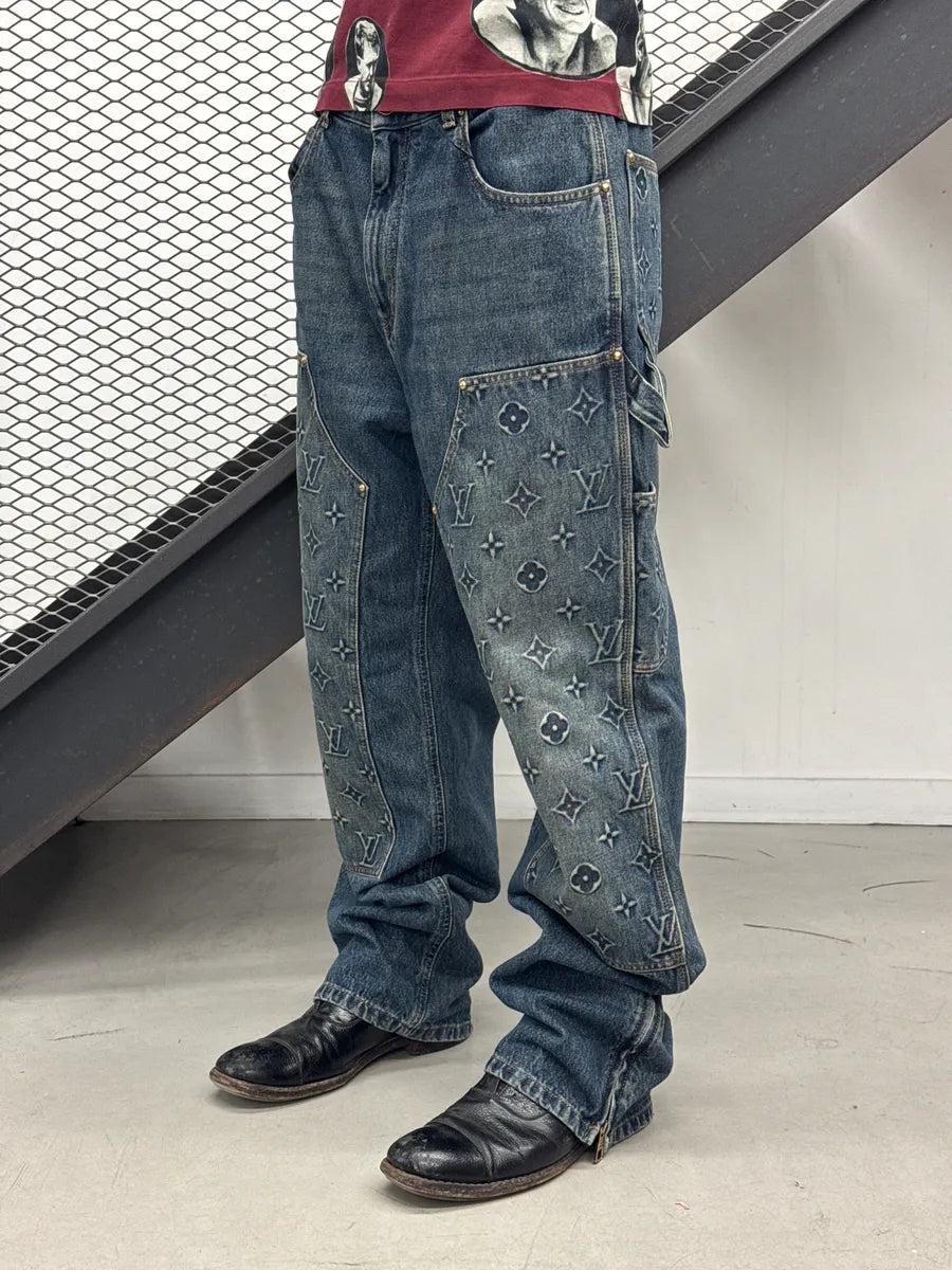 AW2023 Louis Vuitton Blue Denim Monogram Carpenter Jeans wEpFMSCp 1