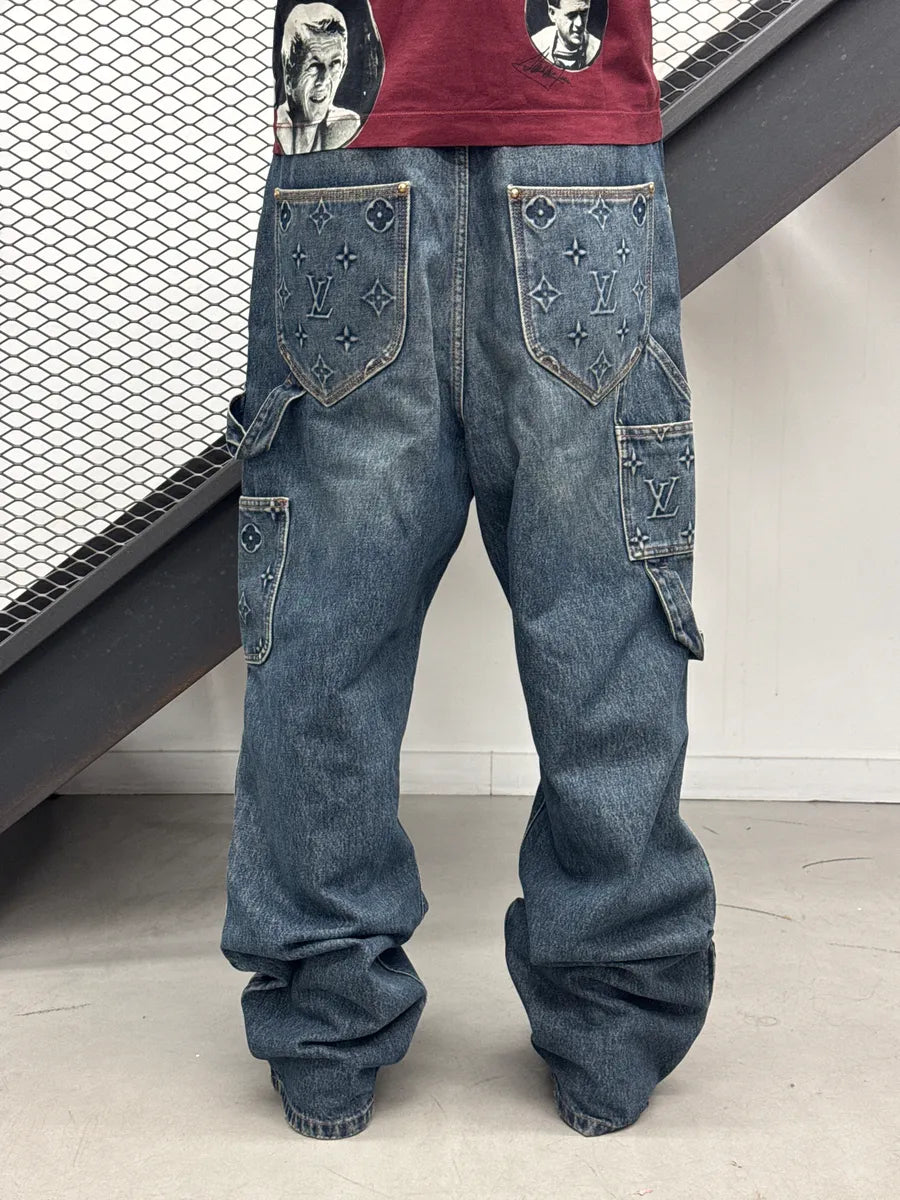 AW2023 Louis Vuitton Blue Denim Monogram Carpenter Jeans wEpFMSCp 2