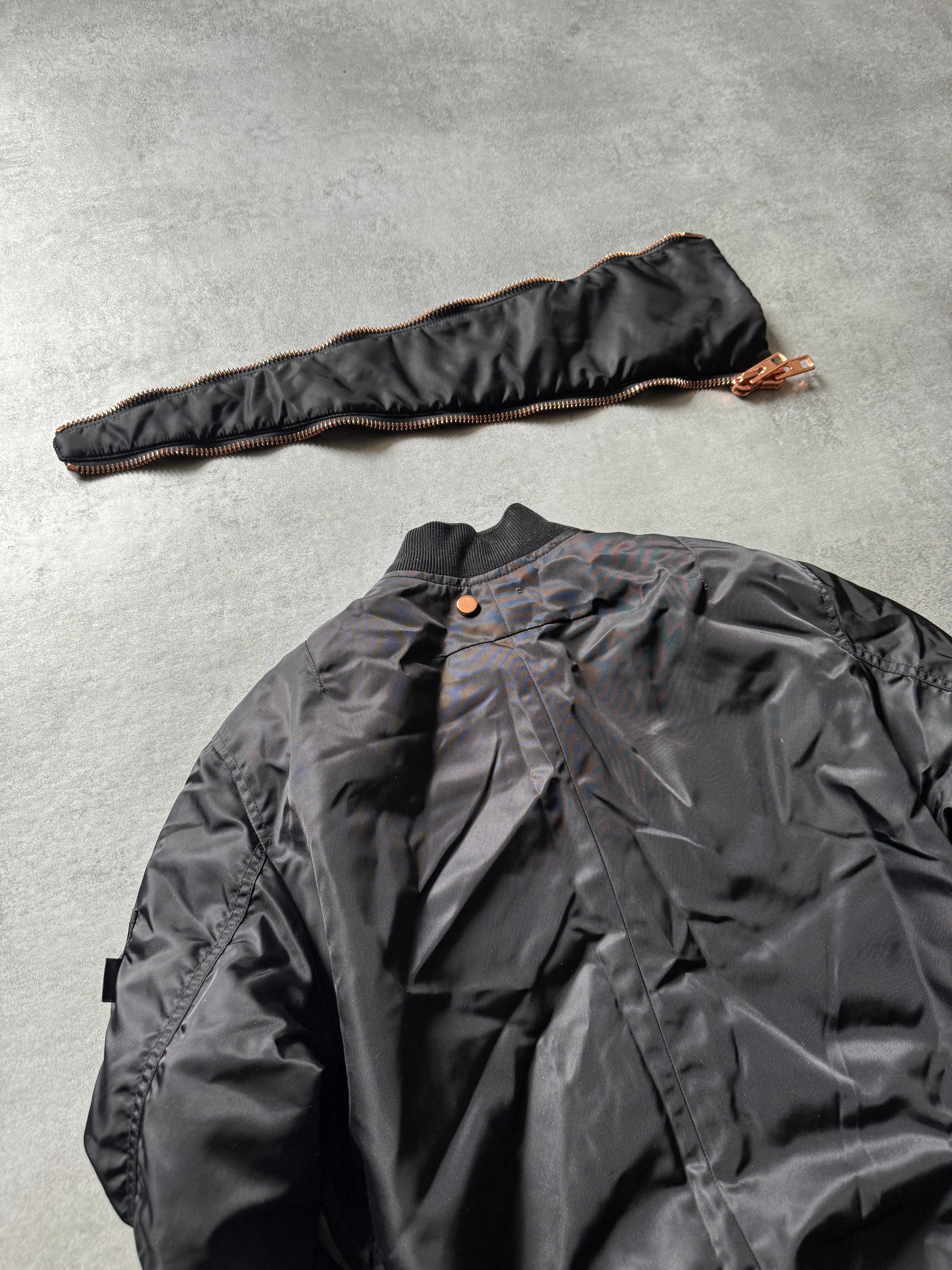 AW2016 Givenchy Podium Black Asymmetrical Zips Bomber Jacket (M) - 6