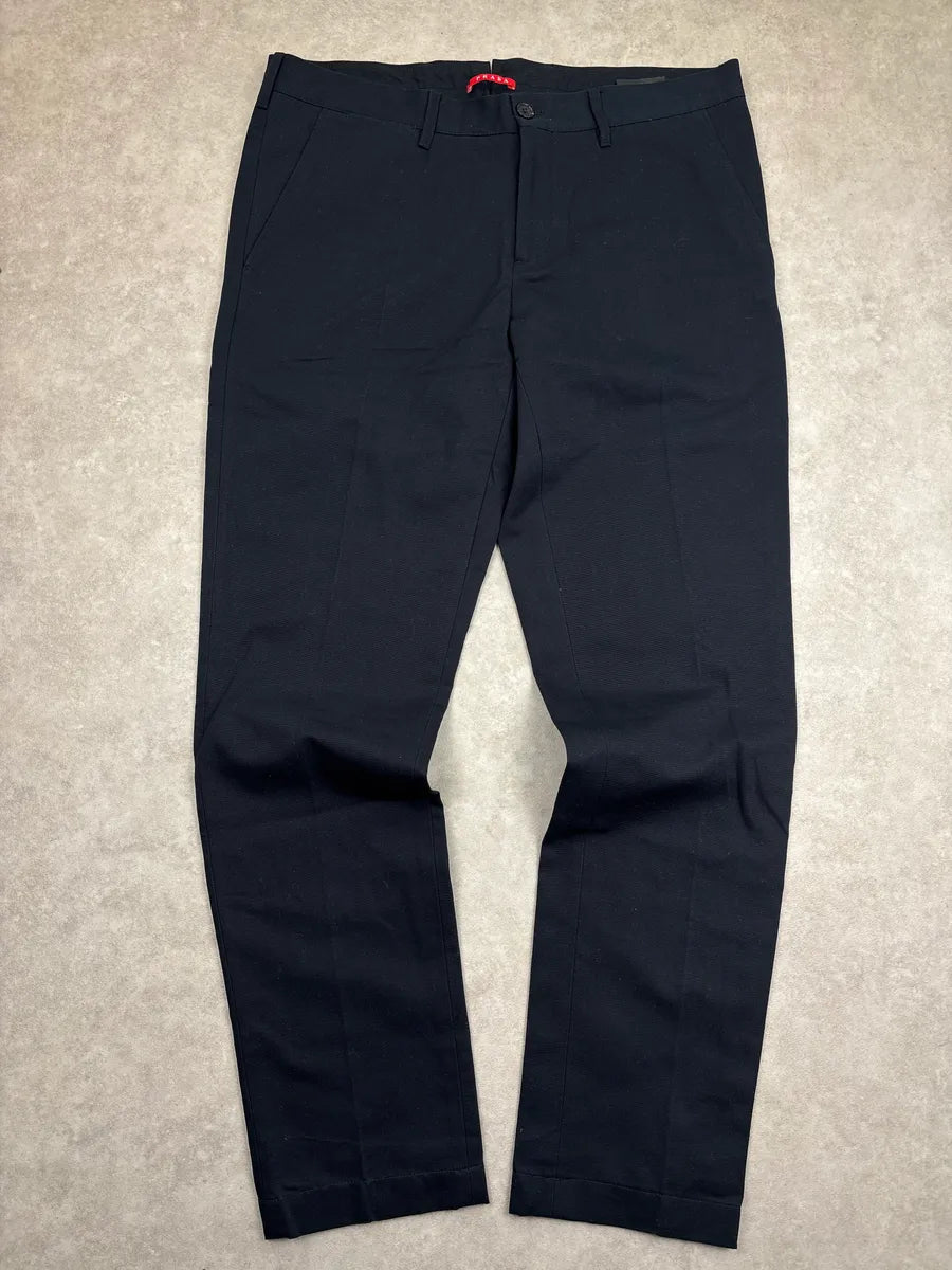 SS2011 Prada Dark Navy Logo Straight Leg Pants wKYkXtPh 3