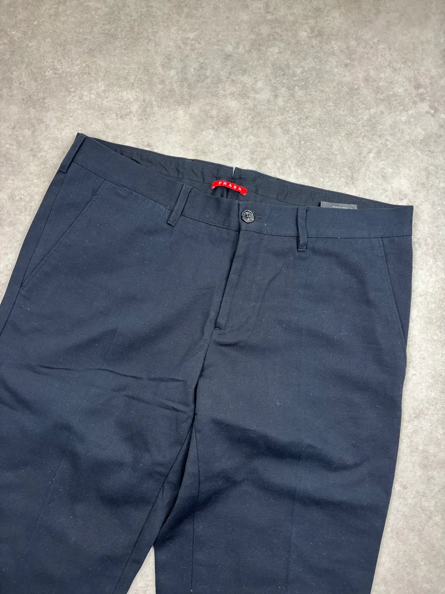 SS2011 Prada Dark Navy Logo Straight Leg Pants wKYkXtPh 6
