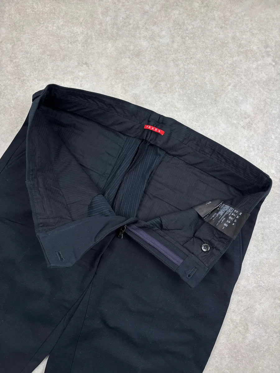 SS2011 Prada Dark Navy Logo Straight Leg Pants wKYkXtPh 7
