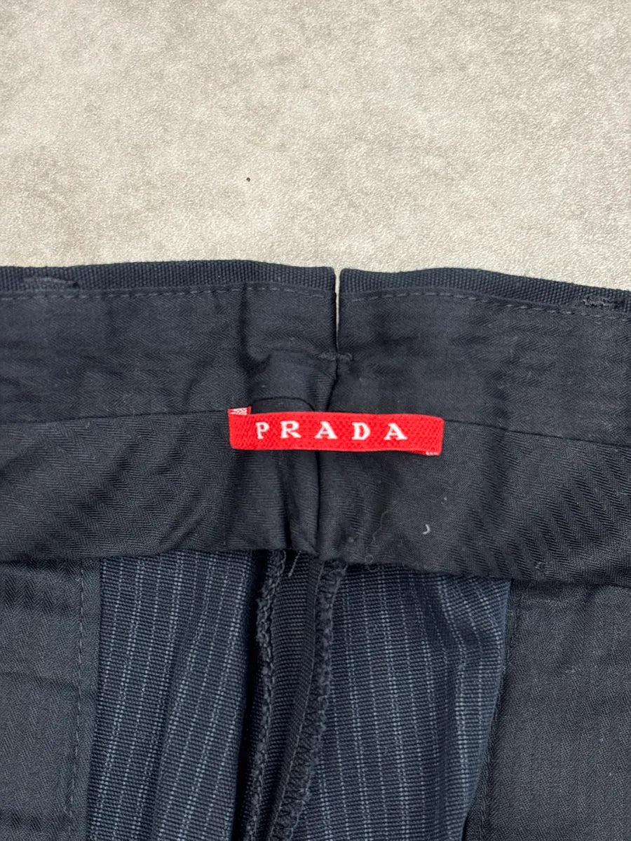 SS2011 Prada Dark Navy Logo Straight Leg Pants wKYkXtPh 9