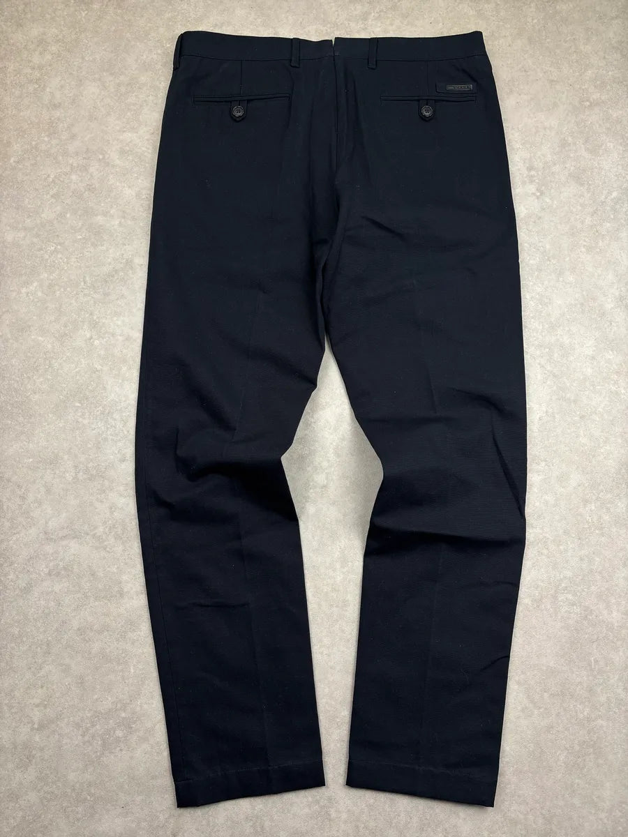 SS2011 Prada Dark Navy Logo Straight Leg Pants wKYkXtPh 4