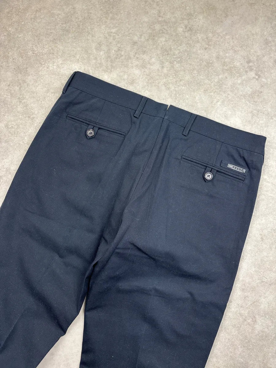 SS2011 Prada Dark Navy Logo Straight Leg Pants wKYkXtPh 8