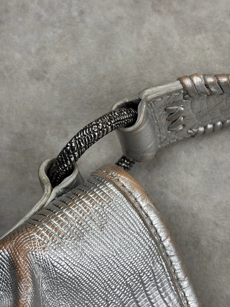 SS2008 Cavalli Silver Leather Croc-Embossed Metallic Shoulder Bag wKoVhKwk 19