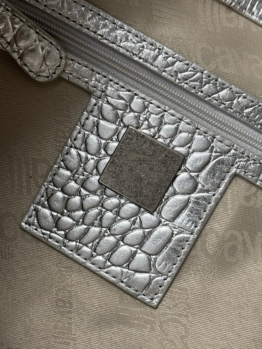 SS2008 Cavalli Silver Leather Croc-Embossed Metallic Shoulder Bag wKoVhKwk 12