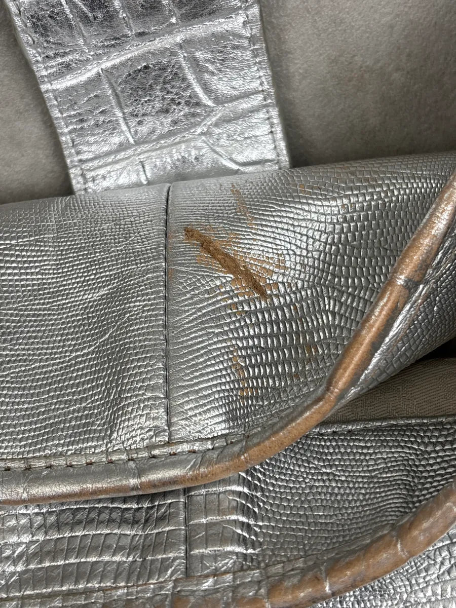 SS2008 Cavalli Silver Leather Croc-Embossed Metallic Shoulder Bag wKoVhKwk 14