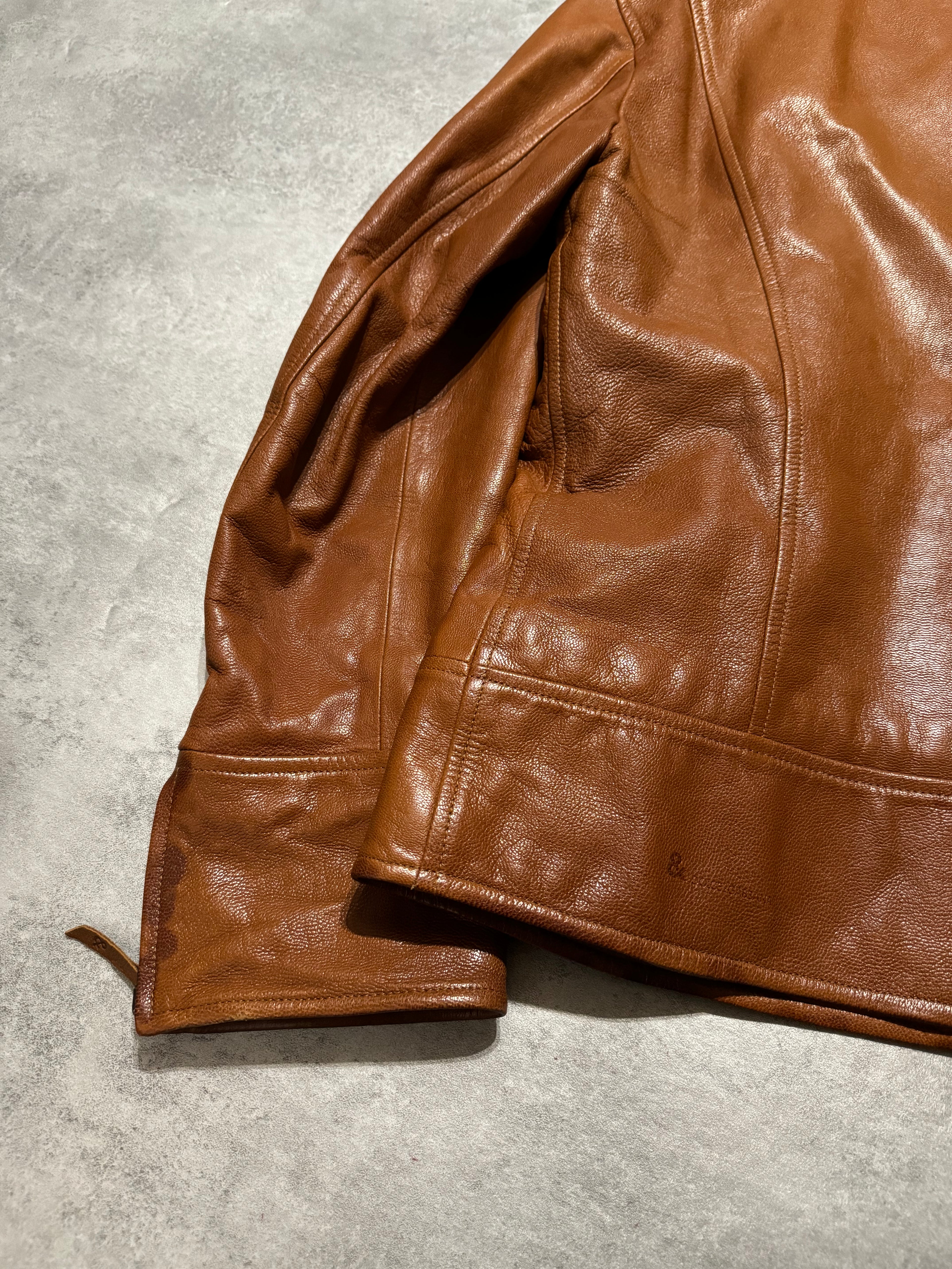 2000s Dolce & Gabbana Brown Coach Leather Jacket (M) - 8
