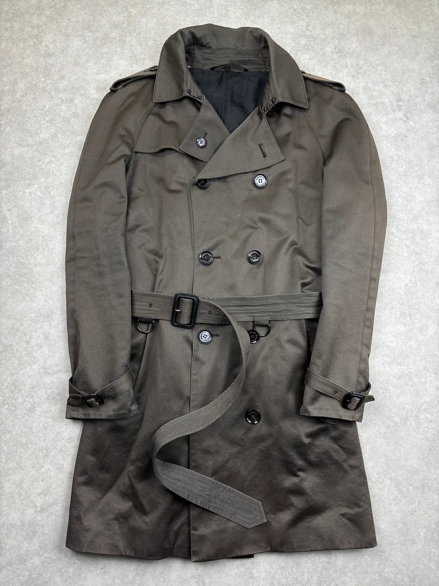 Burberry Prorsum Dark Khaki Belted Double-Breasted Coat wTRtNjhW 0