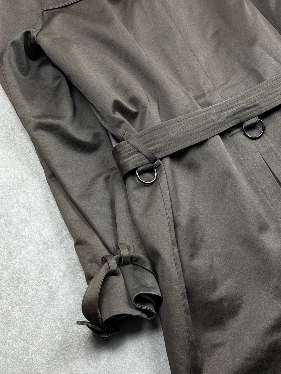 Burberry Prorsum Dark Khaki Belted Double-Breasted Coat wTRtNjhW 10