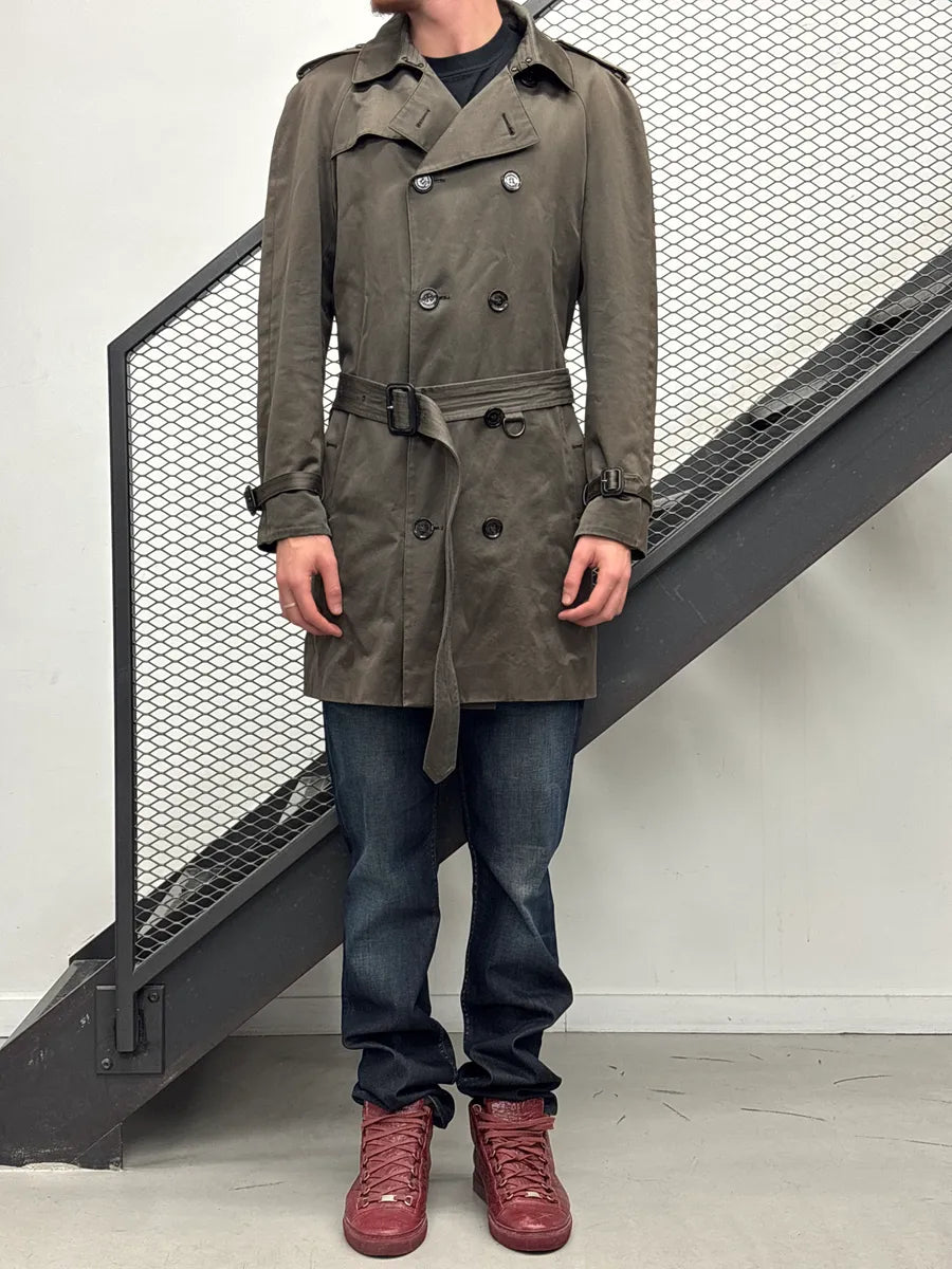 Burberry Prorsum Dark Khaki Belted Double-Breasted Coat wTRtNjhW 1