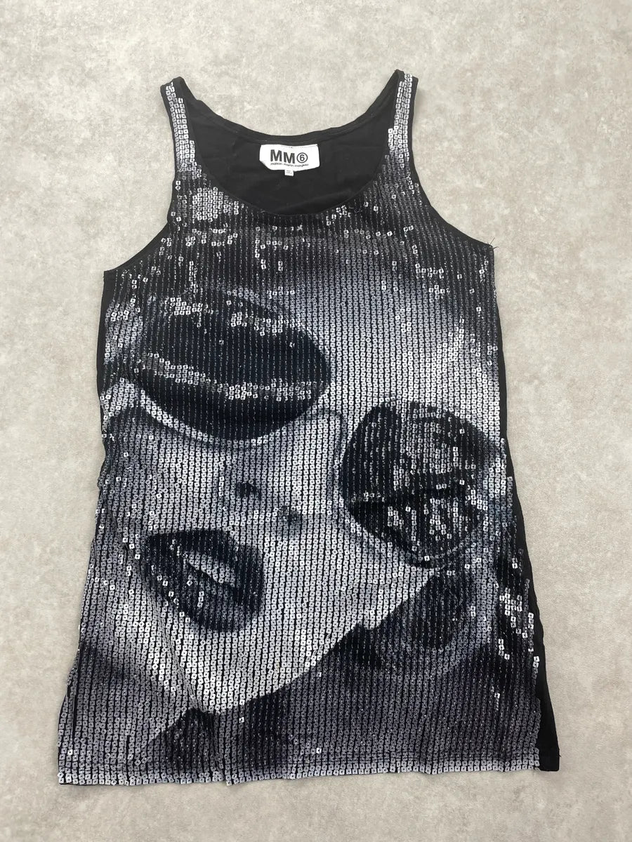 AW2012 MM6 Maison Martin Margiela Black Portrait Sequined Top wVjogmzw 0