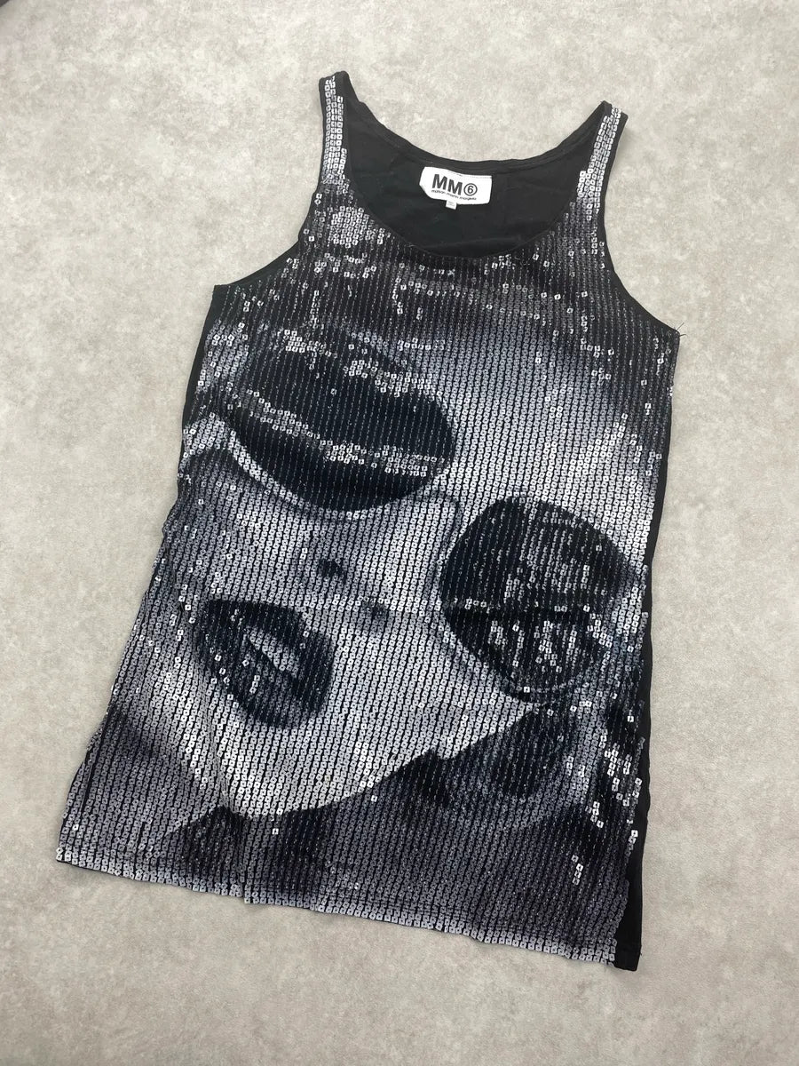 AW2012 MM6 Maison Martin Margiela Black Portrait Sequined Top wVjogmzw 3