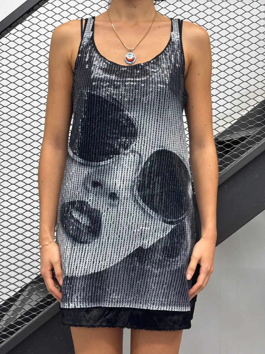 AW2012 MM6 Maison Martin Margiela Black Portrait Sequined Top wVjogmzw 1