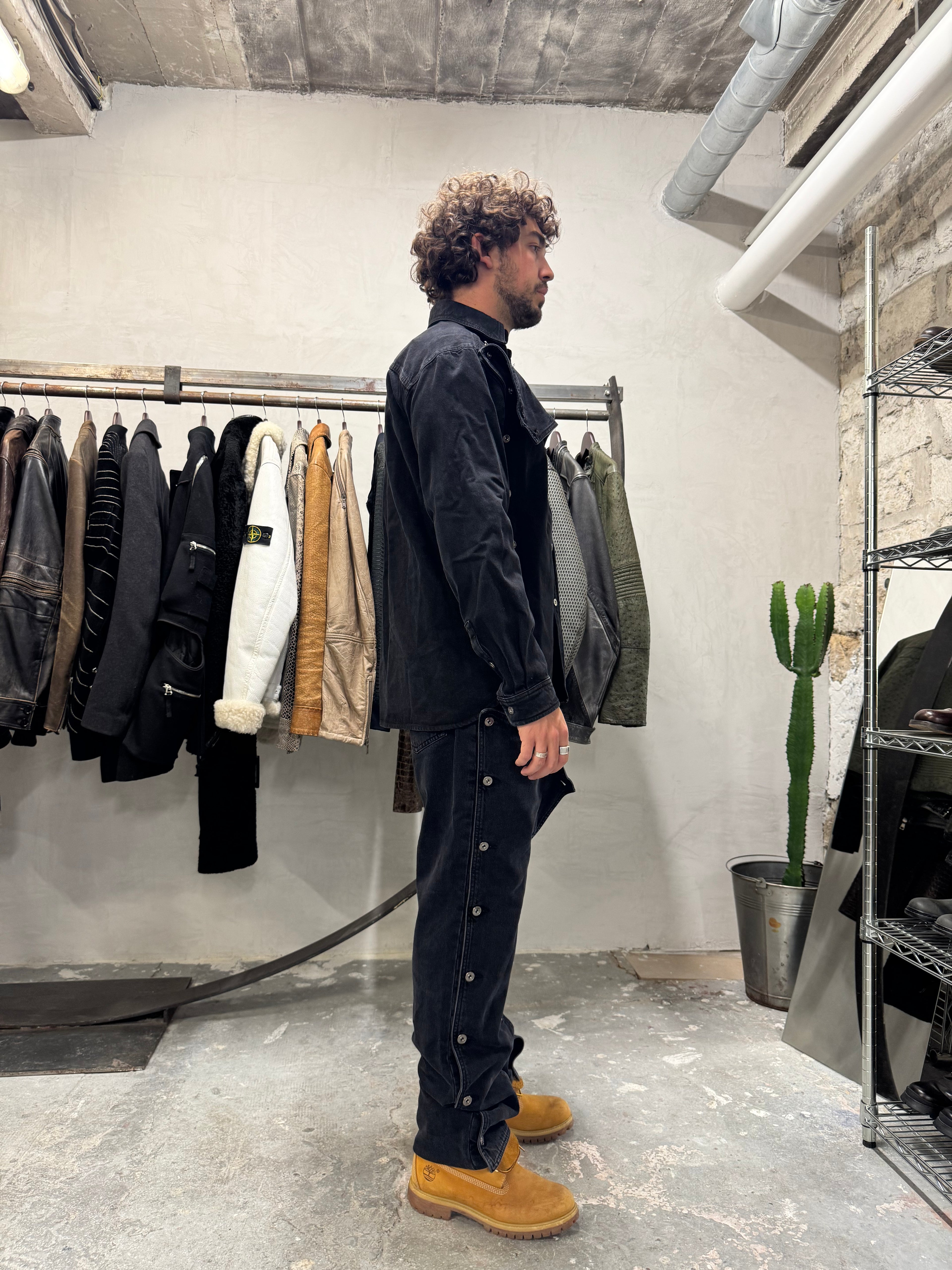 SS2025 Y/Project Snap Evergreen Black Denim Jeans (L) - 11