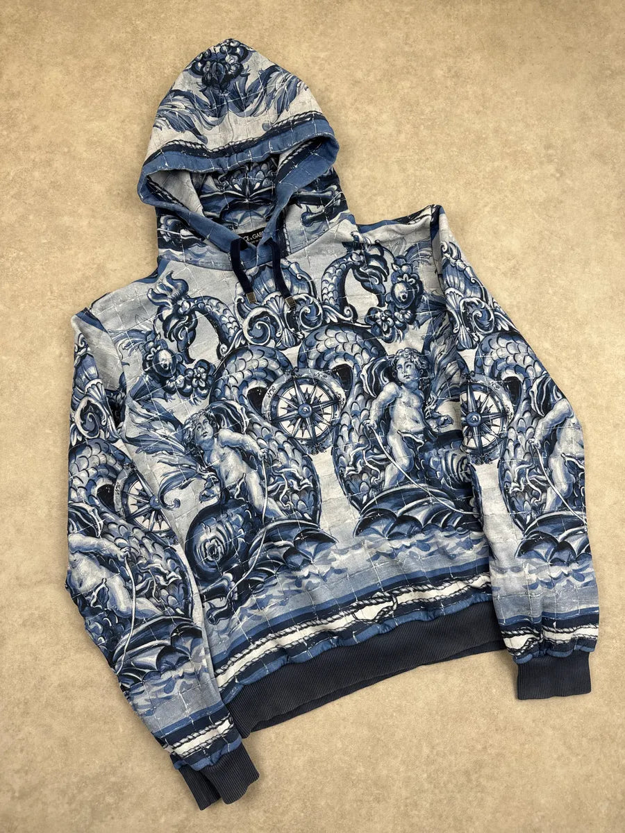 SS2014 Dolce & Gabbana Blue Poseidon Baroque Nautical Compass Hoodie wYhzxACZ 3