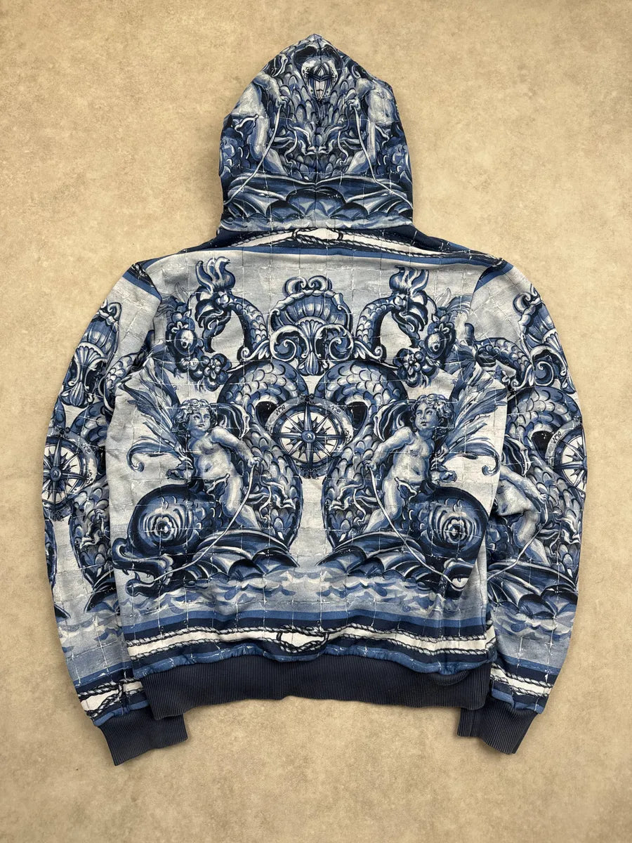 SS2014 Dolce & Gabbana Blue Poseidon Baroque Nautical Compass Hoodie wYhzxACZ 4