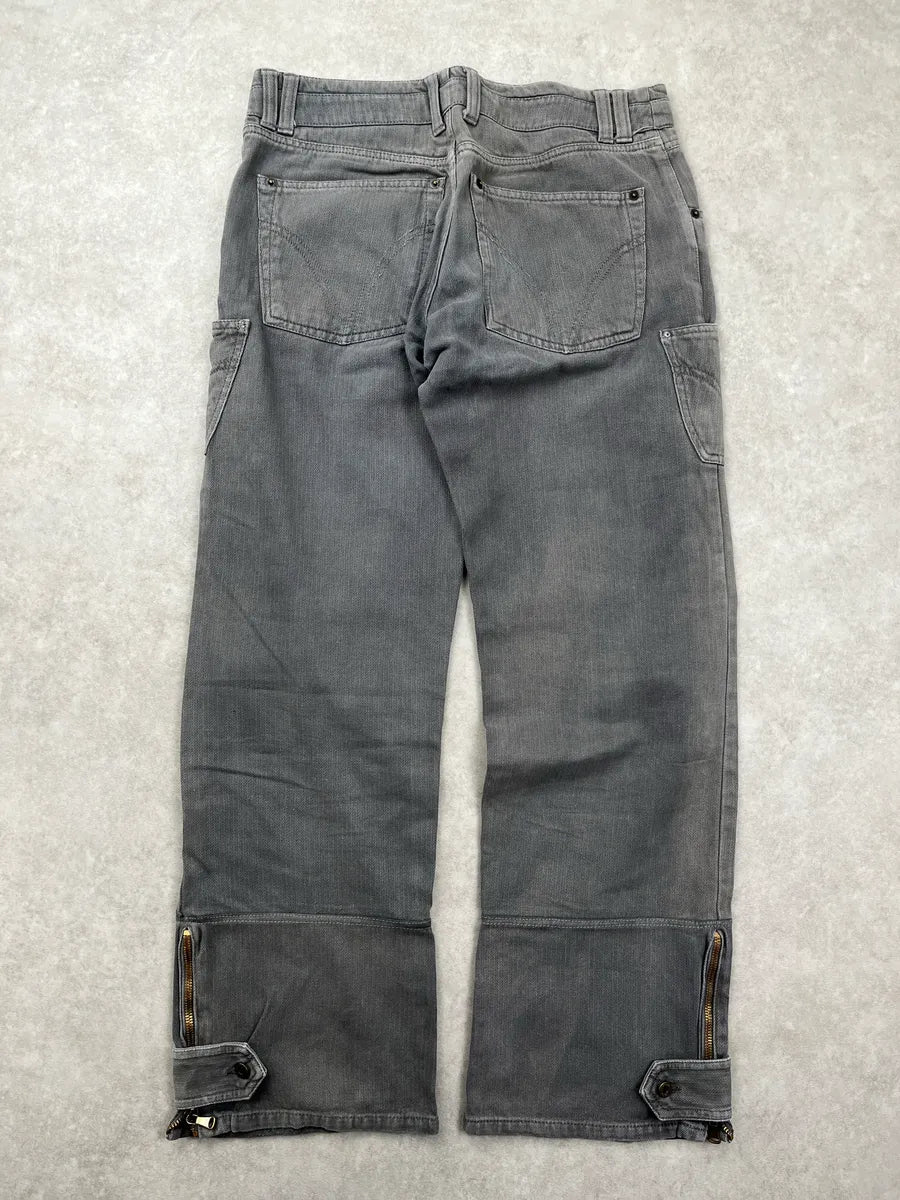 AW2003 Dolce & Gabbana Grey Denim Cargo Zip Cuff Jeans wZRMOMXY 4