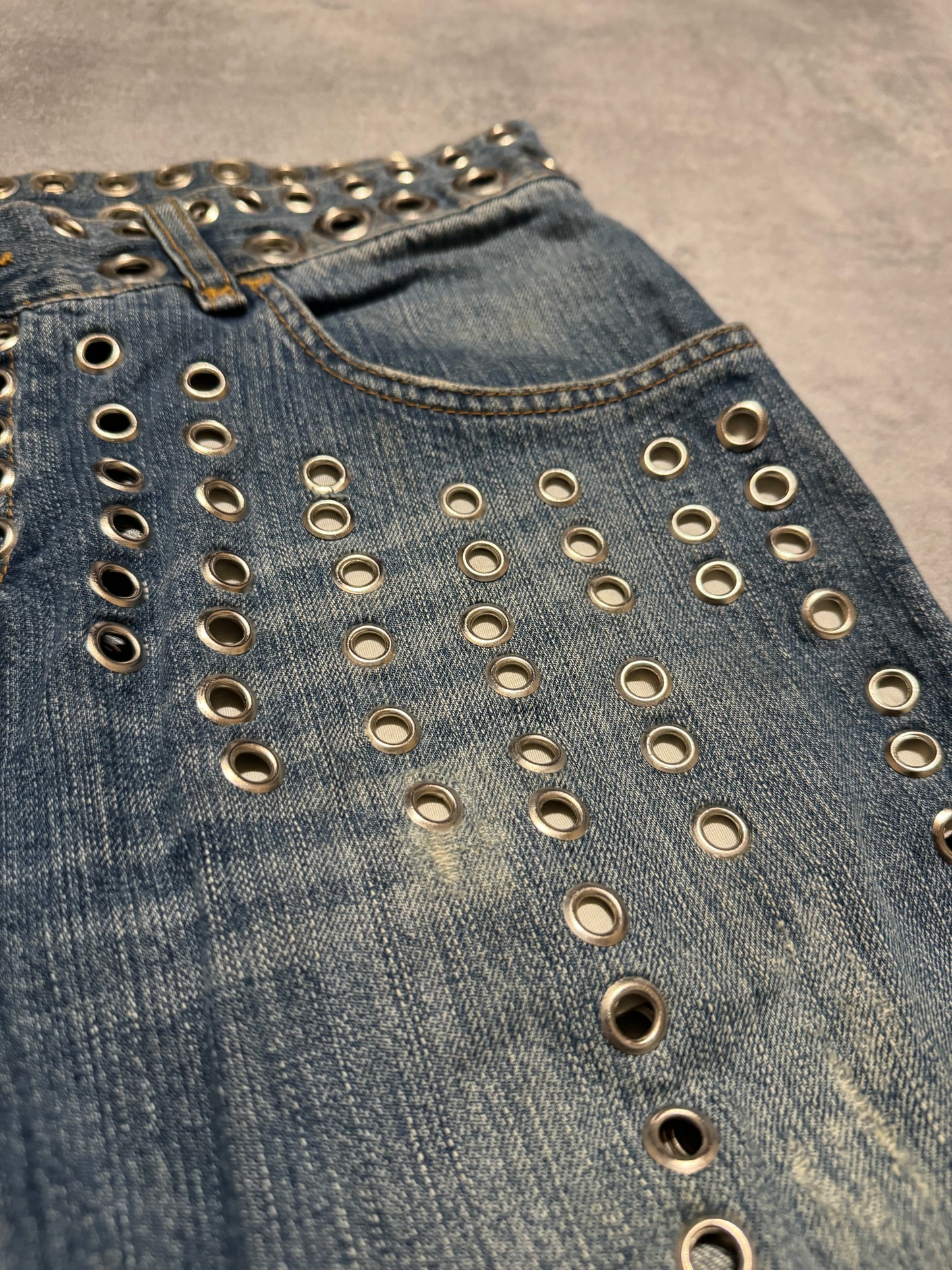 SS2006 Dolce & Gabbana Eyled Punk Holes Jeans (M) - 8