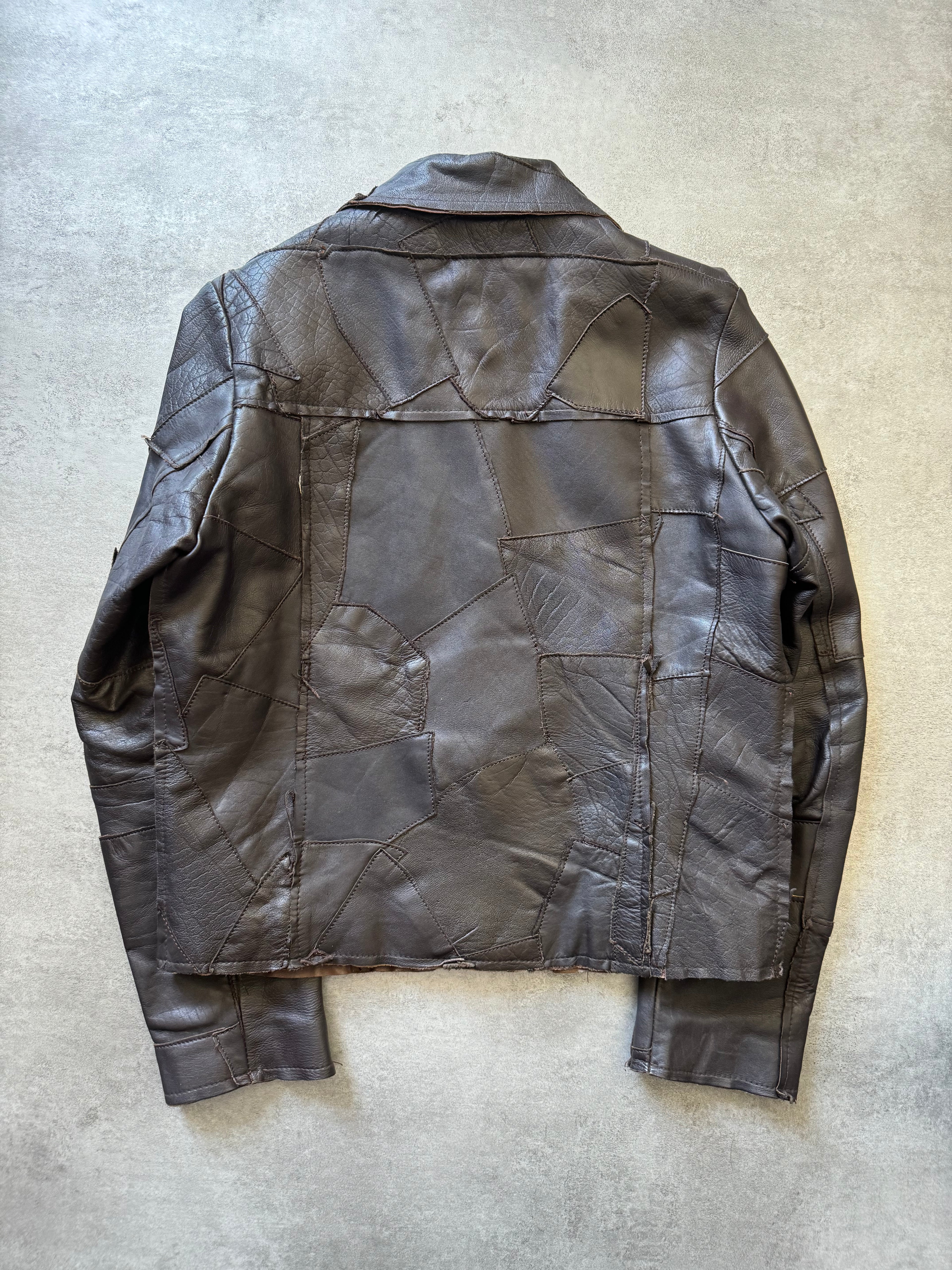 2000s Imperial Brown Patchwork Leather Jacket (S) - 2