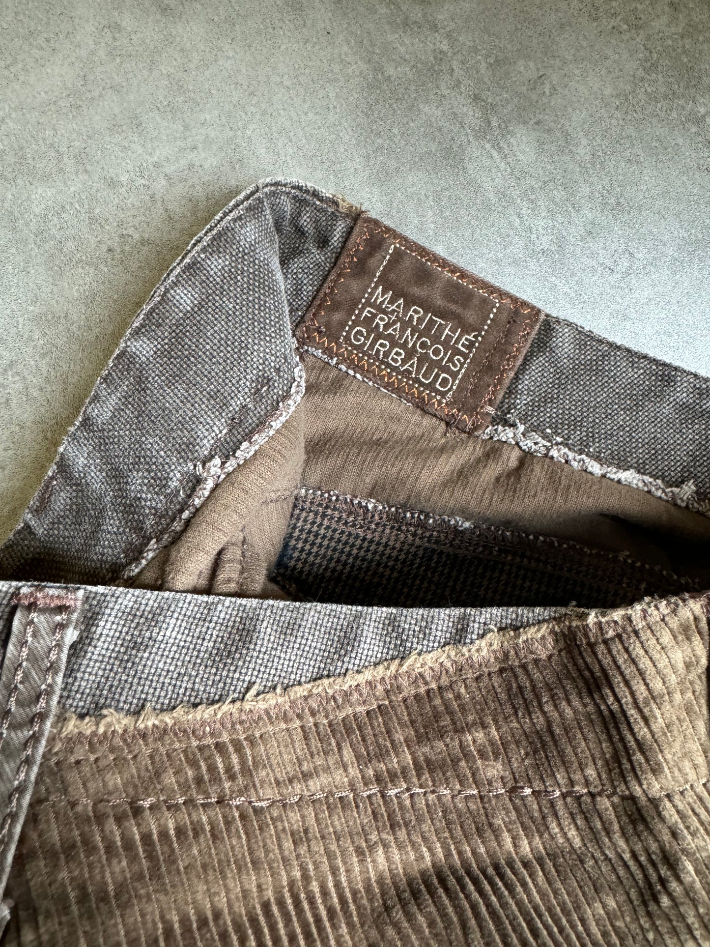 2000s Marithe François Girbaud Dual Whimsy Double-Waisted Brown Pants  (S) - 6