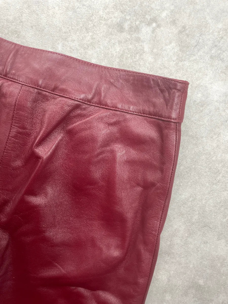 2000s Gianfranco Ferré Burgundy Leather High Waist Bootcut Pants wbQEysDy 9