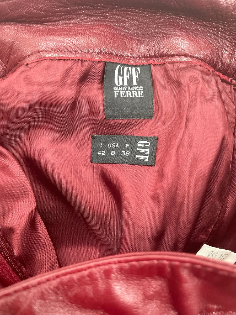 2000s Gianfranco Ferré Burgundy Leather High Waist Bootcut Pants wbQEysDy 10