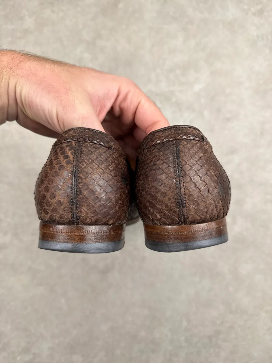2000s Gucci Dark Brown Python Loafers Shoes wbhJxzxs 6