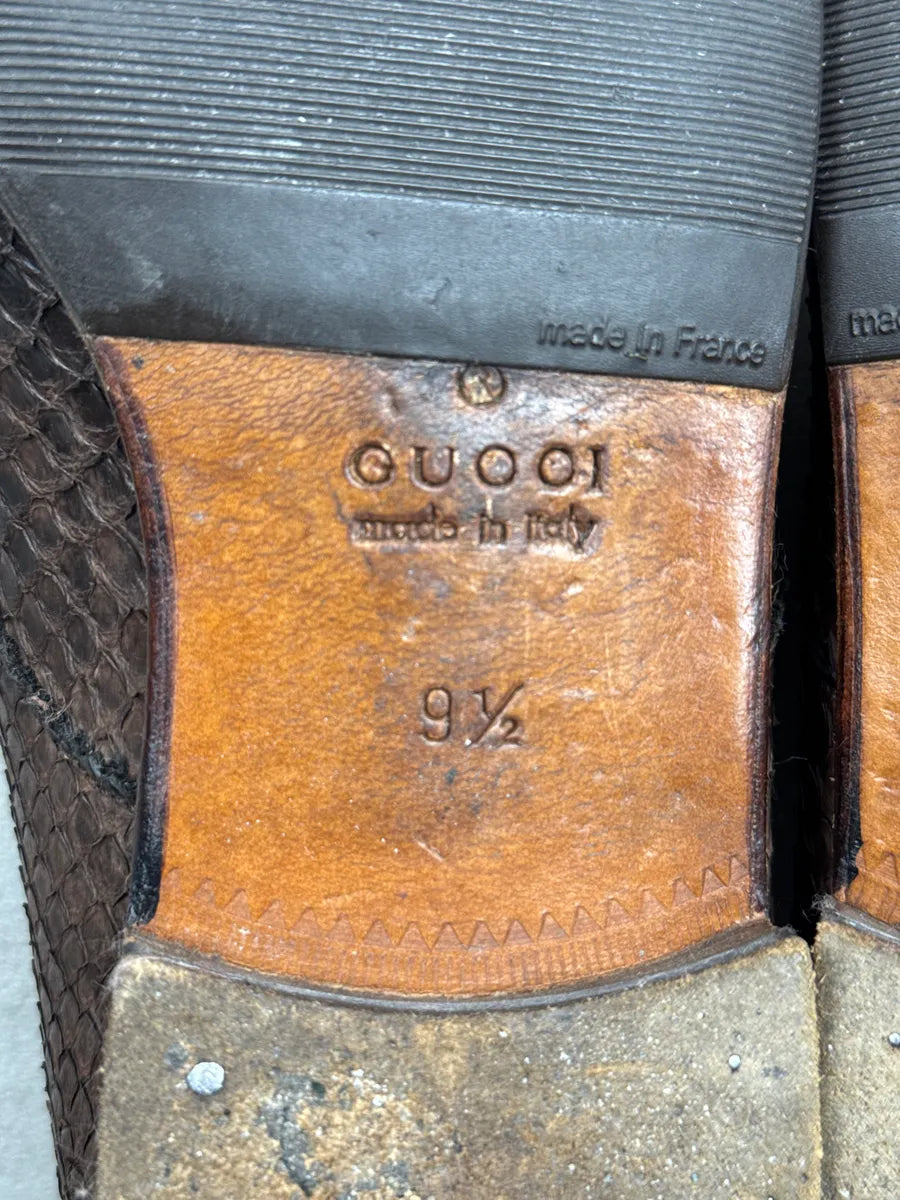 2000s Gucci Dark Brown Python Loafers Shoes wbhJxzxs 10