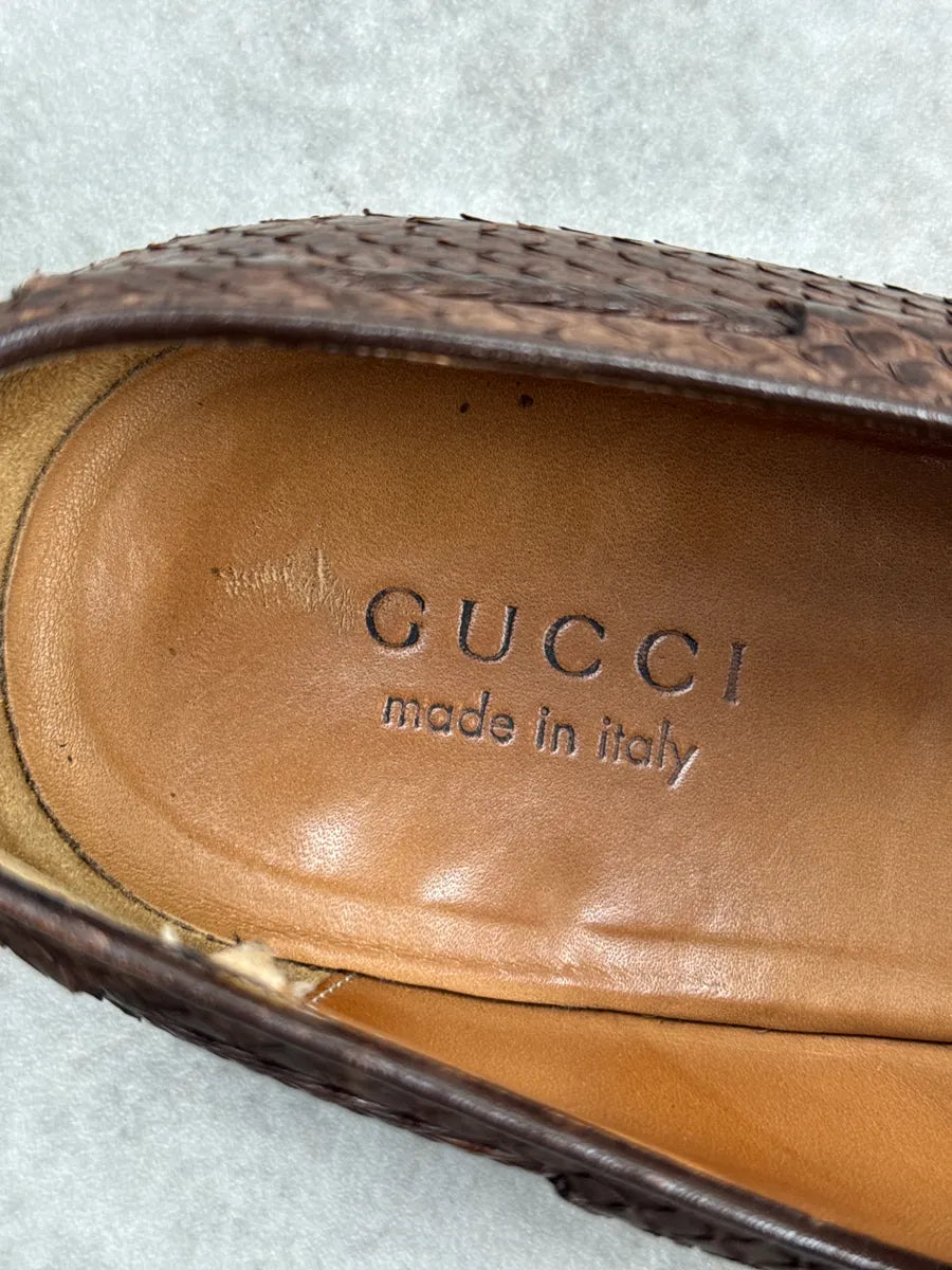 2000s Gucci Dark Brown Python Loafers Shoes wbhJxzxs 11