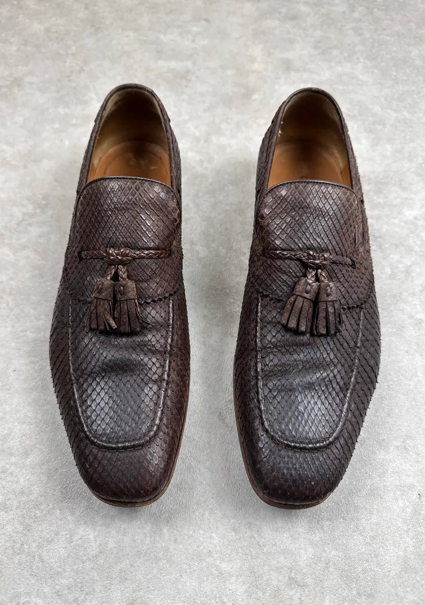 2000s Gucci Dark Brown Python Loafers Shoes wbhJxzxs 1