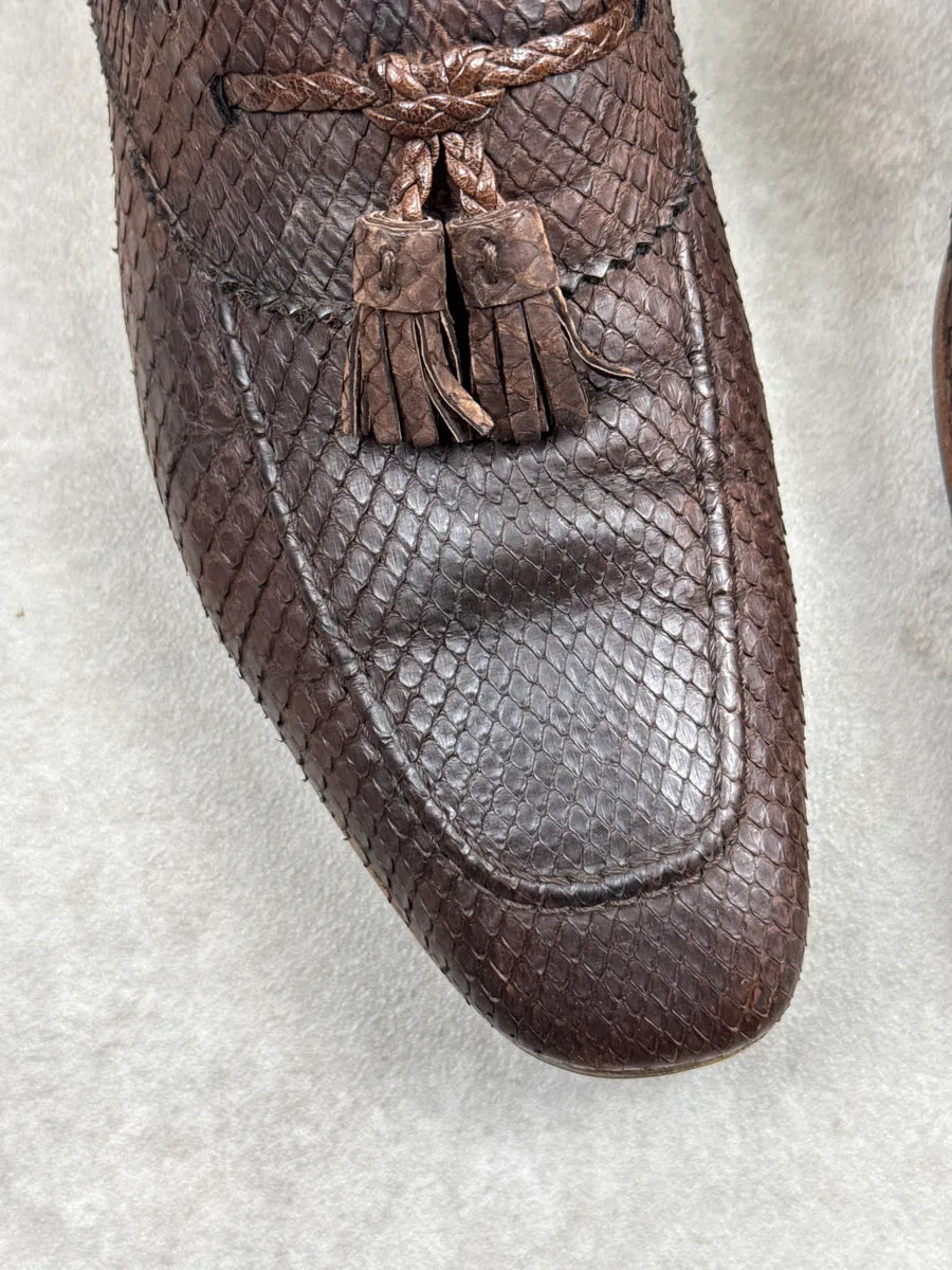 2000s Gucci Dark Brown Python Loafers Shoes wbhJxzxs 8