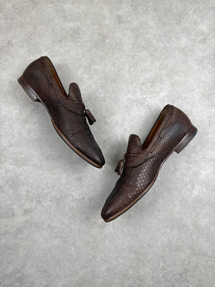 2000s Gucci Dark Brown Python Loafers Shoes wbhJxzxs 5