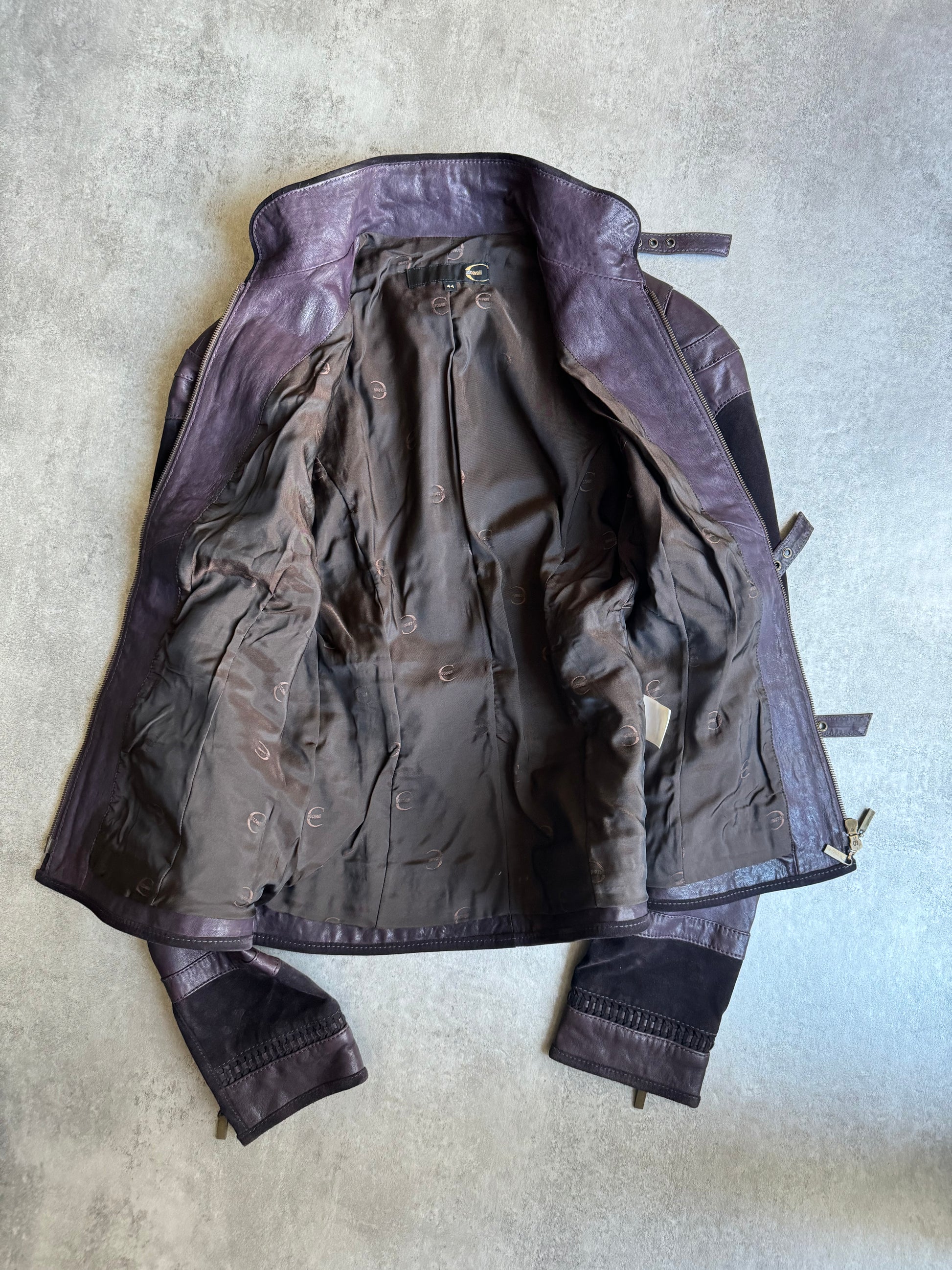 AW2008 Cavalli Soldier Purple Metallic Leather Hybride Jacket (S/M) - 10