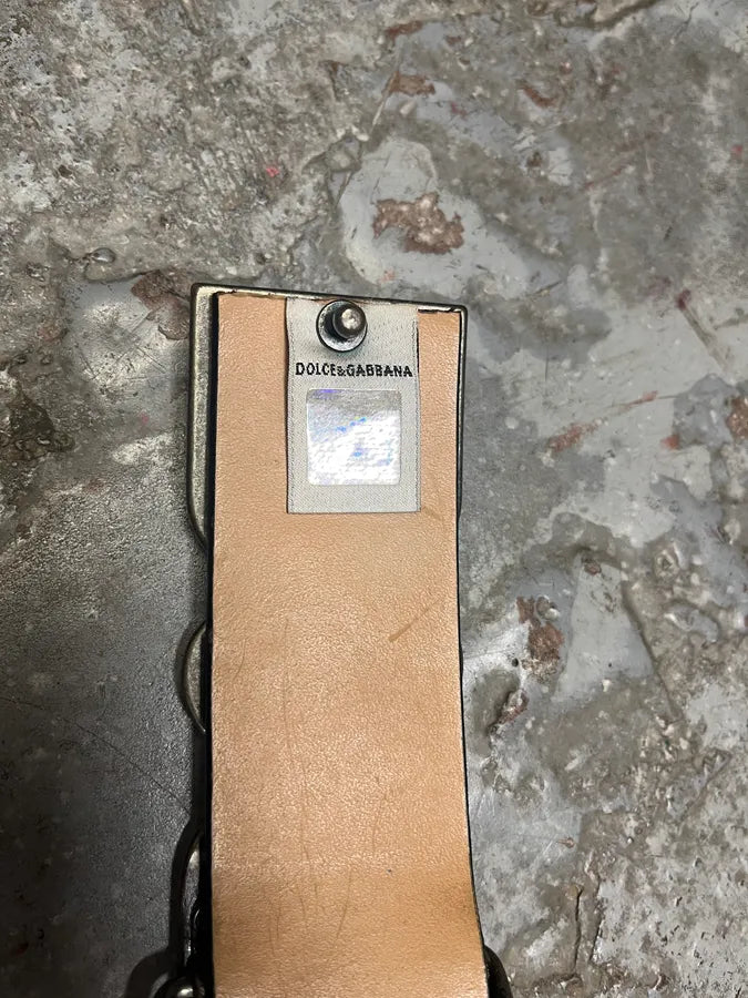 2000s Dolce & Gabbana Propaganda Buckle Navy Leather Belt (OS) HWYhPui 8