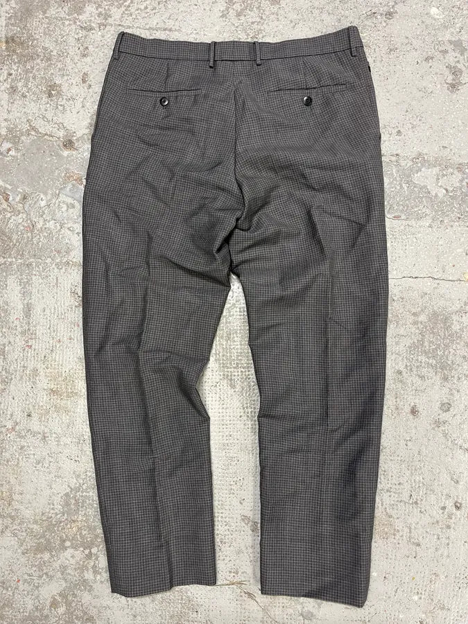 AW2015 Prada Grey Wool Checked Minimalist Tailored Pants oVQiSEV 6