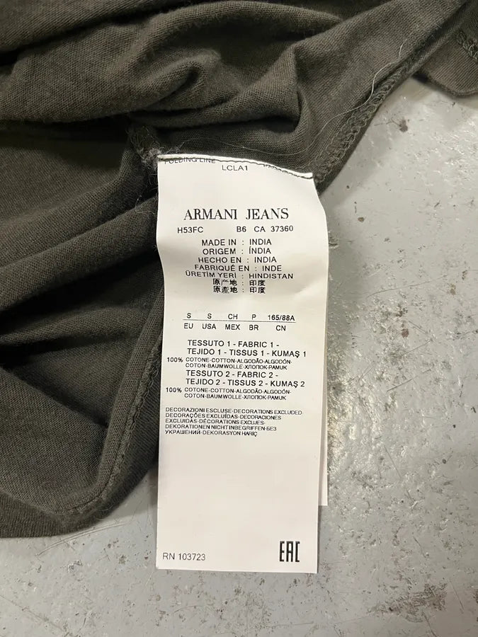 1990s Armani Dark Kaki V Neck Obscure Longsleeves (S) SvJerBA 9