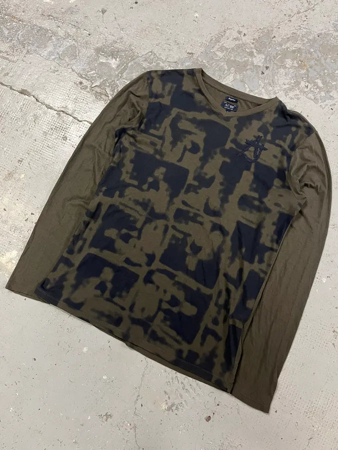 1990s Armani Dark Kaki V Neck Obscure Longsleeves (S) SvJerBA 3