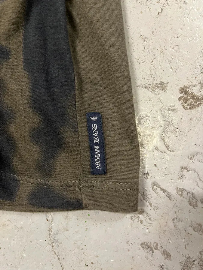 1990s Armani Dark Kaki V Neck Obscure Longsleeves (S) SvJerBA 7