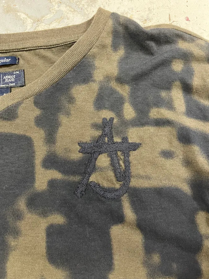 1990s Armani Dark Kaki V Neck Obscure Longsleeves (S) SvJerBA 6