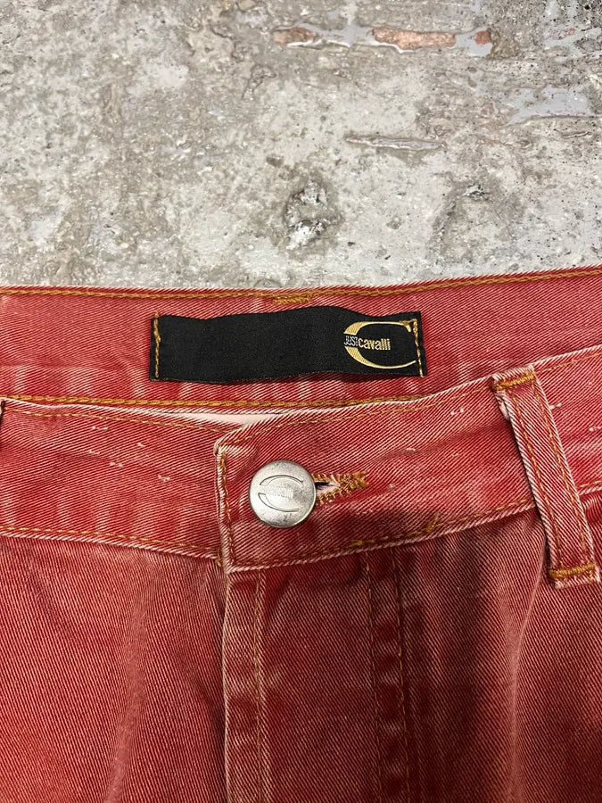 2000s Cavalli Red Faded Straight Pants (M) cteuELv 8