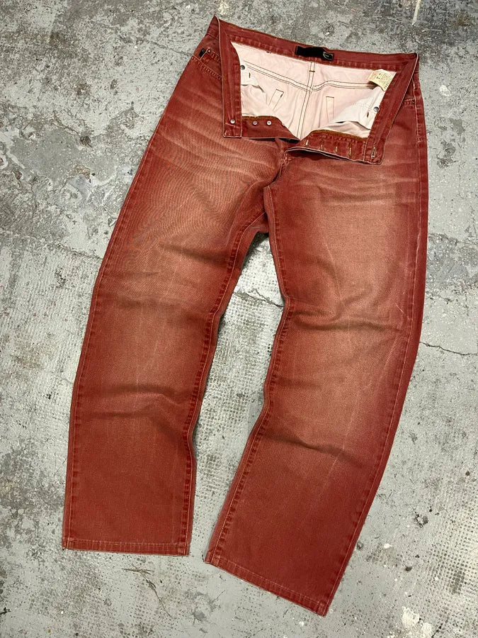 2000s Cavalli Red Faded Straight Pants (M) cteuELv 5