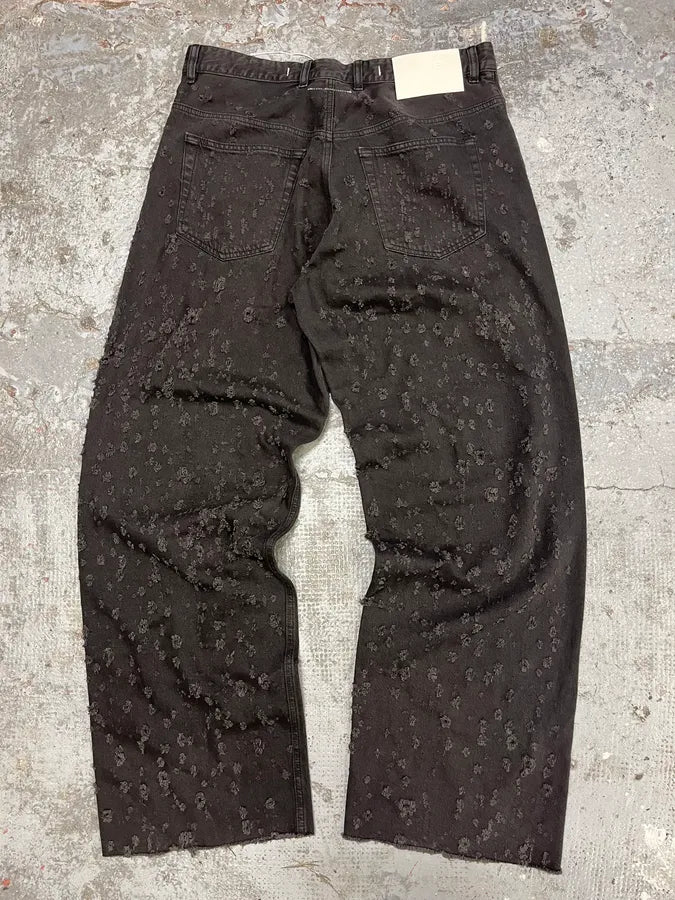 SS2021 Maison Margiela Grey Distressed Holes Straight Jeans dHxvTwr 6