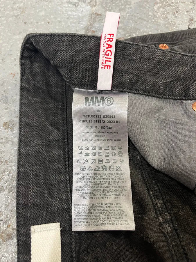 SS2021 Maison Margiela Grey Distressed Holes Straight Jeans dHxvTwr 9