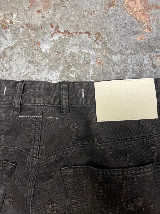 SS2021 Maison Margiela Grey Distressed Holes Straight Jeans dHxvTwr 7