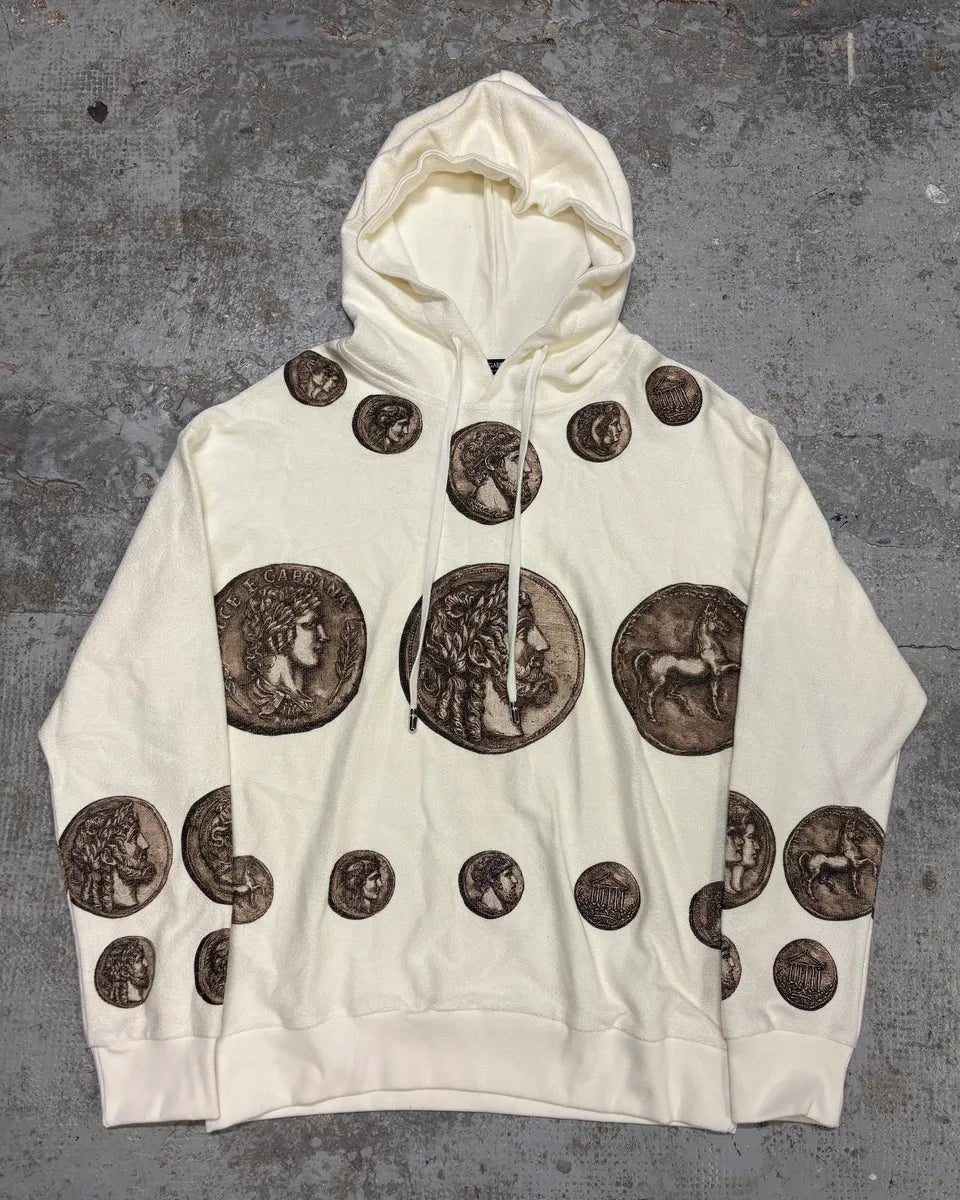 SS2014 Dolce & Gabbana White Coin Hoodie APjzwUB 0