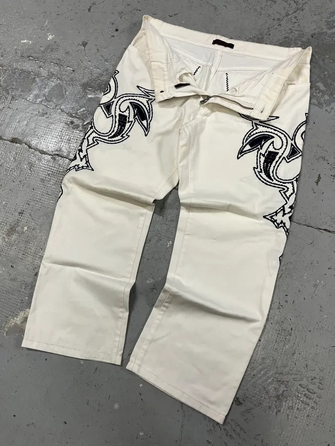 FW2000 Roberto Cavalli White & Navy Signature Pants PUgPaxp 2