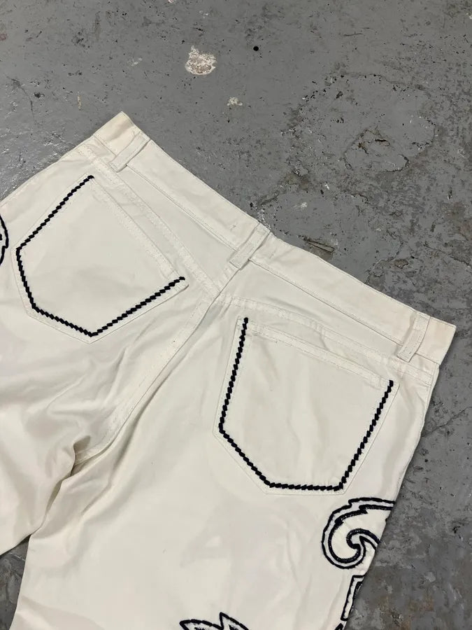 FW2000 Roberto Cavalli White & Navy Signature Pants PUgPaxp 4